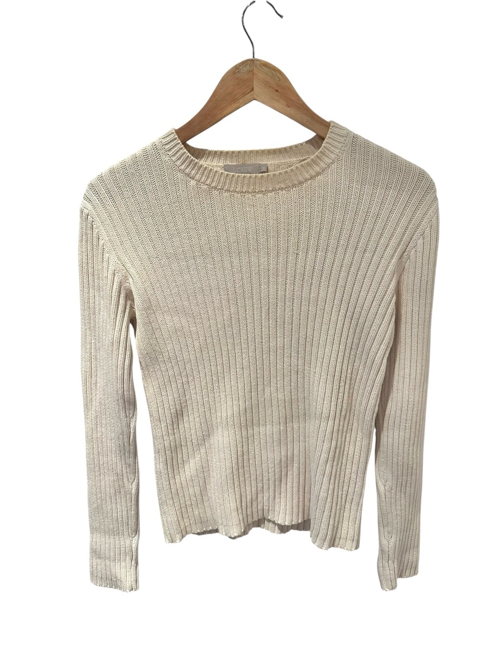 J.Crew Ribbed Crewneck Sweater Cream 100% Cotton Size Small
